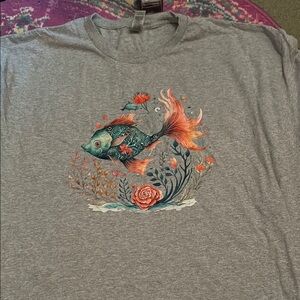 Gildan Orange Gray Short Sleeve Tee